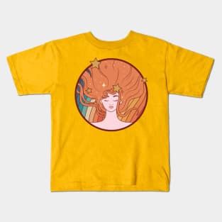 Hippie 1970s Ginger in the stars Kids T-Shirt